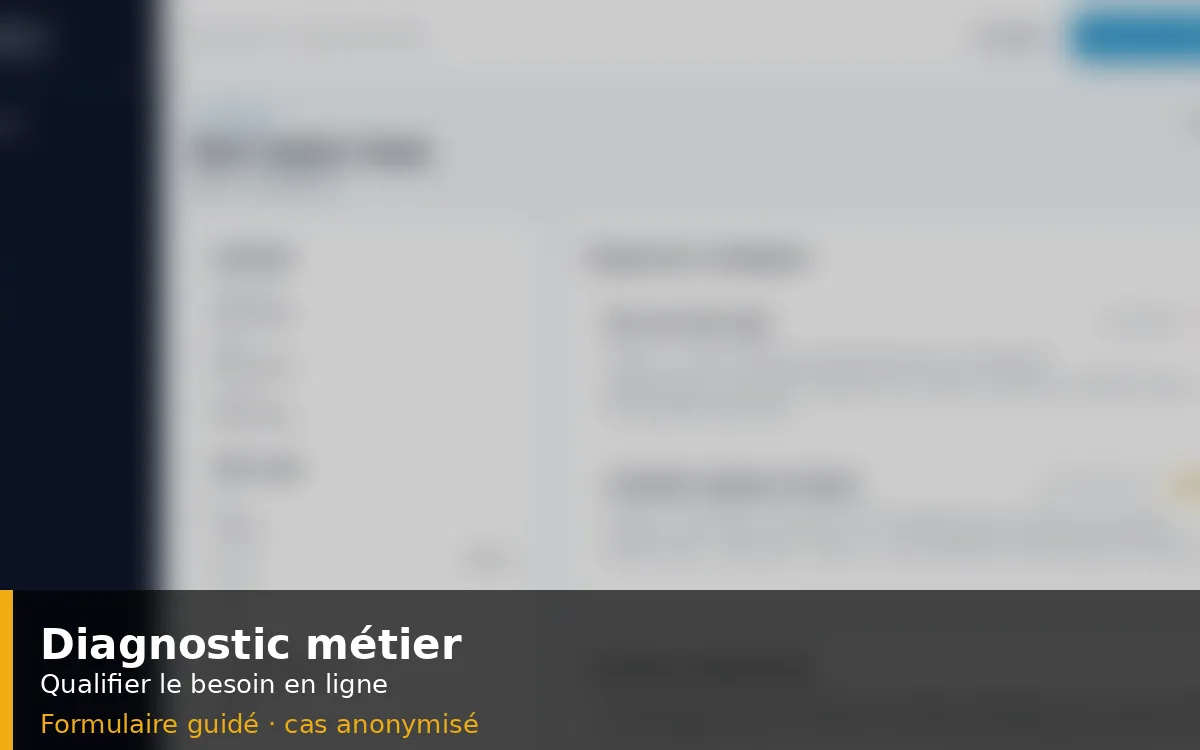 Rendu flouté d'un diagnostic métier en ligne